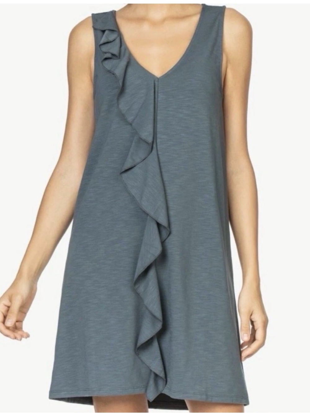 Lilla P. Modal/ Pima cotton Ruffle dress. Minimalist M